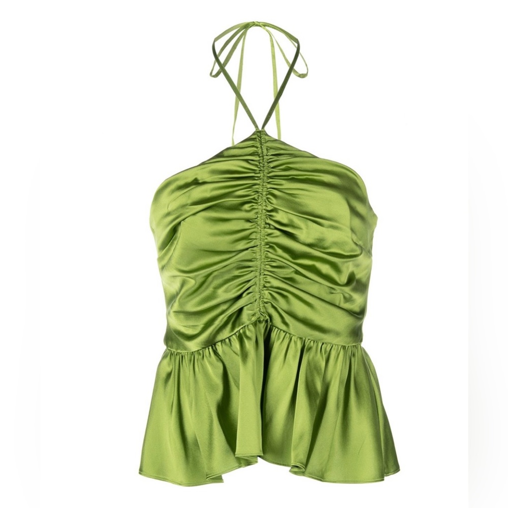 Cinq a sept Colby ruched halter peplum top in size XS
